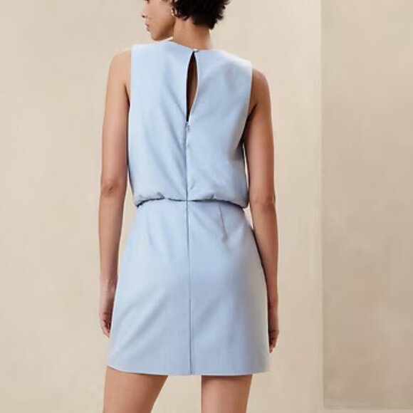 NWT Banana Republic Sculpted Blousant-Waist Mini Dress, Light Blue, size 8 - Picture 2 of 10